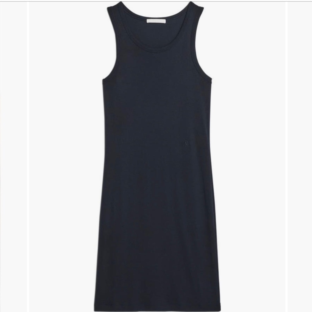 Helmut Lang Scoop Neck Pima Cotton Blend Tank Dress Navy SZ XL